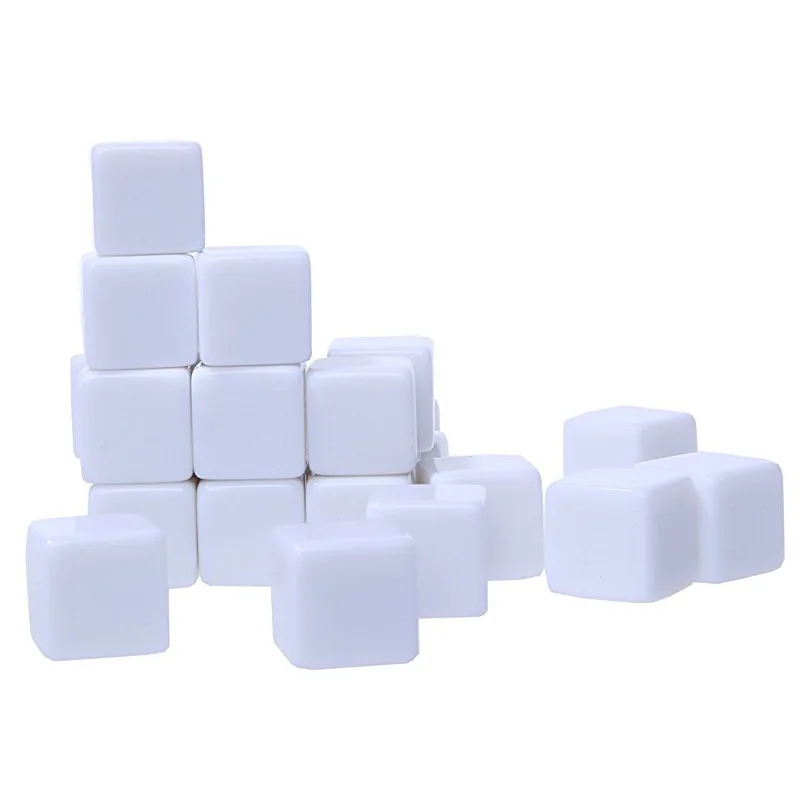 10pcs/pack New Acrylic 16mm White Blank Dice Teaching Props Game Accessories Mathematical Tools Square Corner