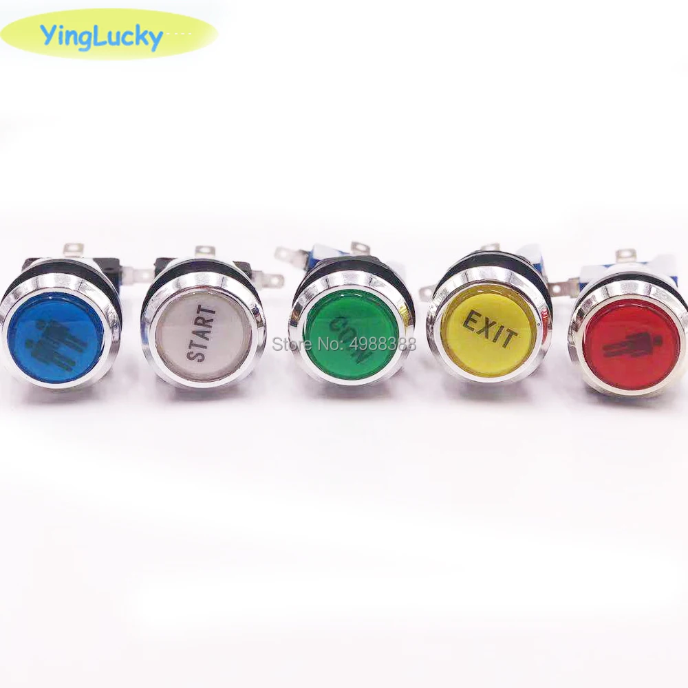 아케이드 LED 버튼, 1 P 및 2 P 코인 버튼, 33mm 광택 유리, 5V LED 푸시 버튼, 2 핀 케이블 포함, 아케이드 케이블, 제로 딜레이 버튼