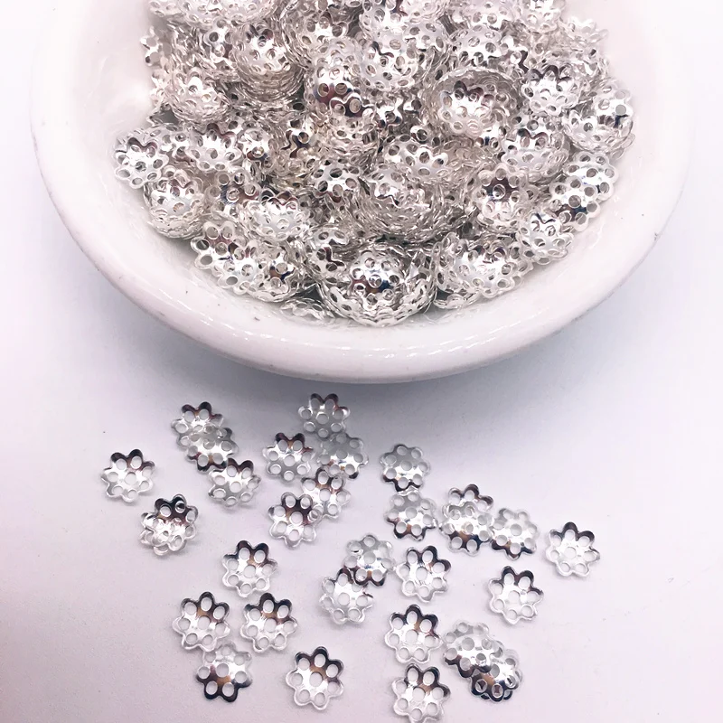 500 stks 6mm Holle Bloem Bevindingen Kegel Eindkralen Cap Filigraan DIY Sieraden Maken