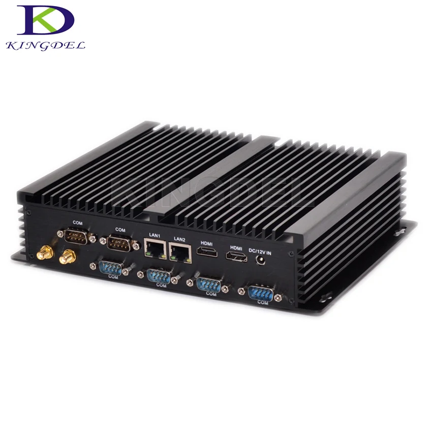 Kingdel-Mini PC Industrial Sin ventilador, Mini ordenador Barebone i3 4010U i5 4200U i7 4500U Dual LAN 6 RS232, envío gratis por DHL