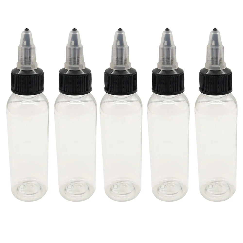 EZ Tattoo Empty Twistable Bottle Ink Cups 1oz  2oz  for Tatoo Inks, Lotion, Cream, Shampoo Tattoo Pigment Twist Cap 5pcs/set