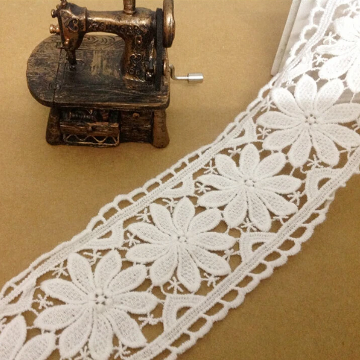 

5 yard/lot width 2.76" 7cm High quality white scallops cotton lace trim ribbon DIY clothing materials L4K158 25653