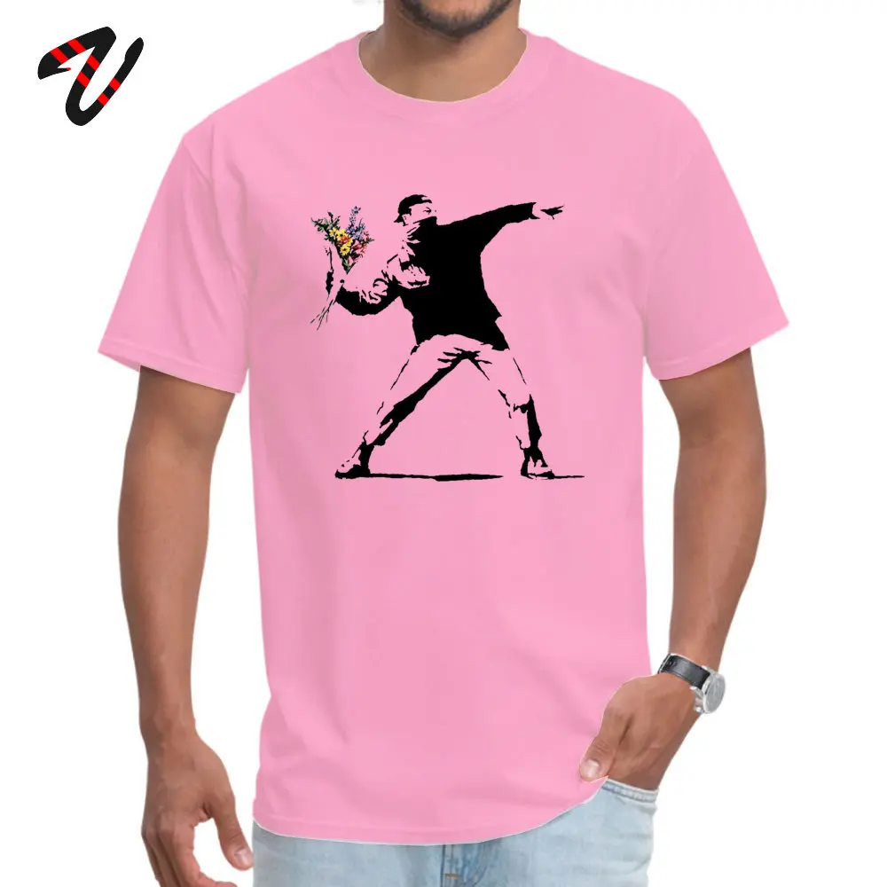 Swag Banksy Flower Thrower T Shirts 100% Cotton Fabric Men Tshirt Mens T-shirts Novelty Street Art Designer Rebel Tees Oversize