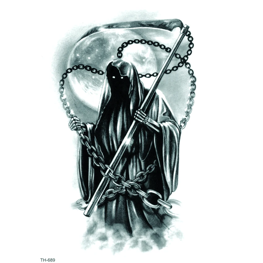 Водостойкая временная татуировка Grim Reaper, наклейка Soul Reaper, татуировка для мужчин, рукав, детская татуировка Tatuajes Temporales, поддельная татуировка
