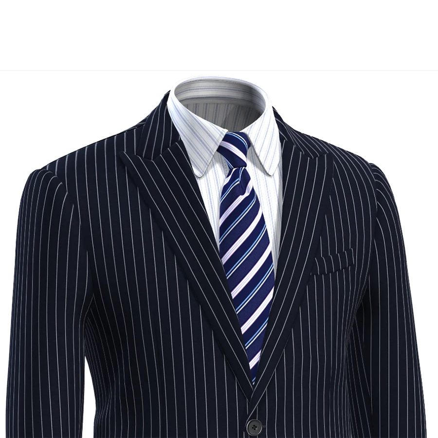 Midnight Blue Chalk Stripe Men Suit Tailor Made Mens Striped Suit, Bespoke Business Suits Ticket Pocket