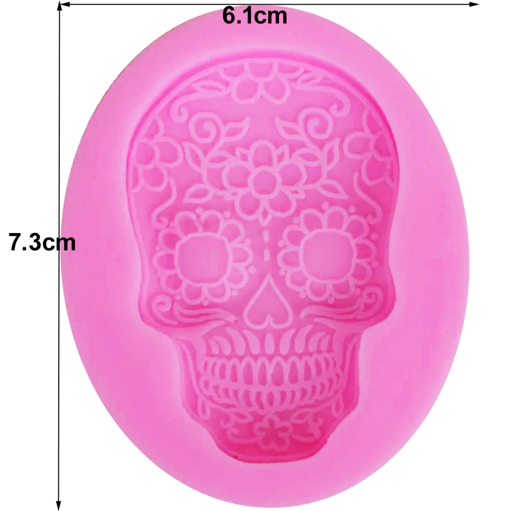 Byjunyeor M523 3D DIY Halloween Skeleton Head Skull Silicone Mold Candy Jelly Epoxy UV Resin Fondant Cake Decorating Baking Tool