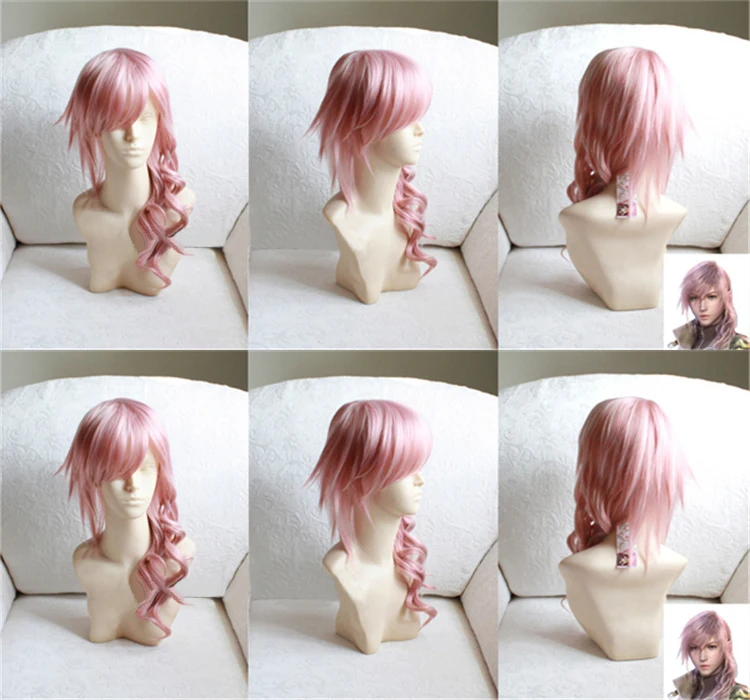 

Final Fantasy FF13 Lightning Mixed Pink Long Heat Resistant Hair Cosplay Costume Wig + Free Wig Cap