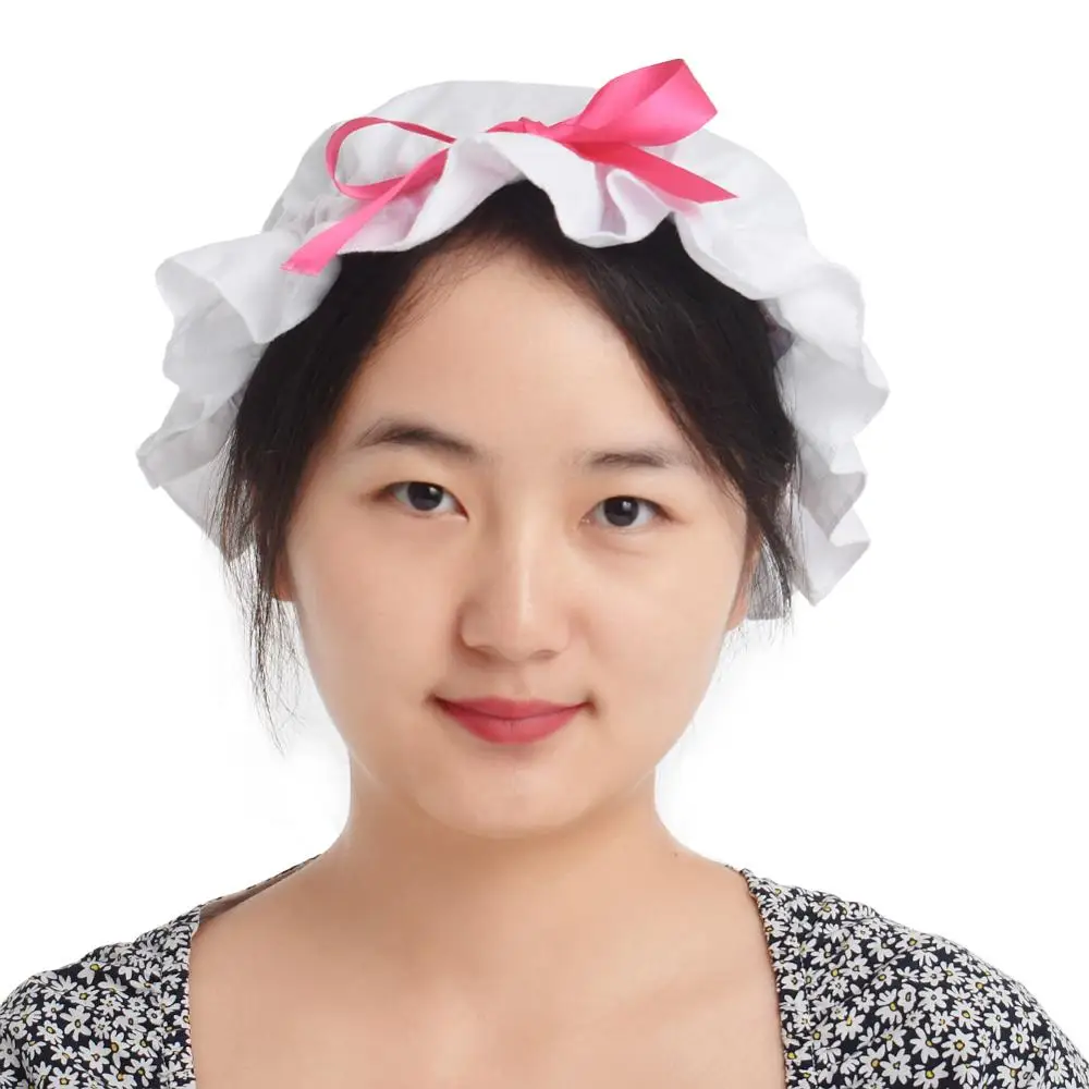 White Bonnet Hat Headdress Women Maid Cosplay Accessory Vintage Maid MOP Headpiece