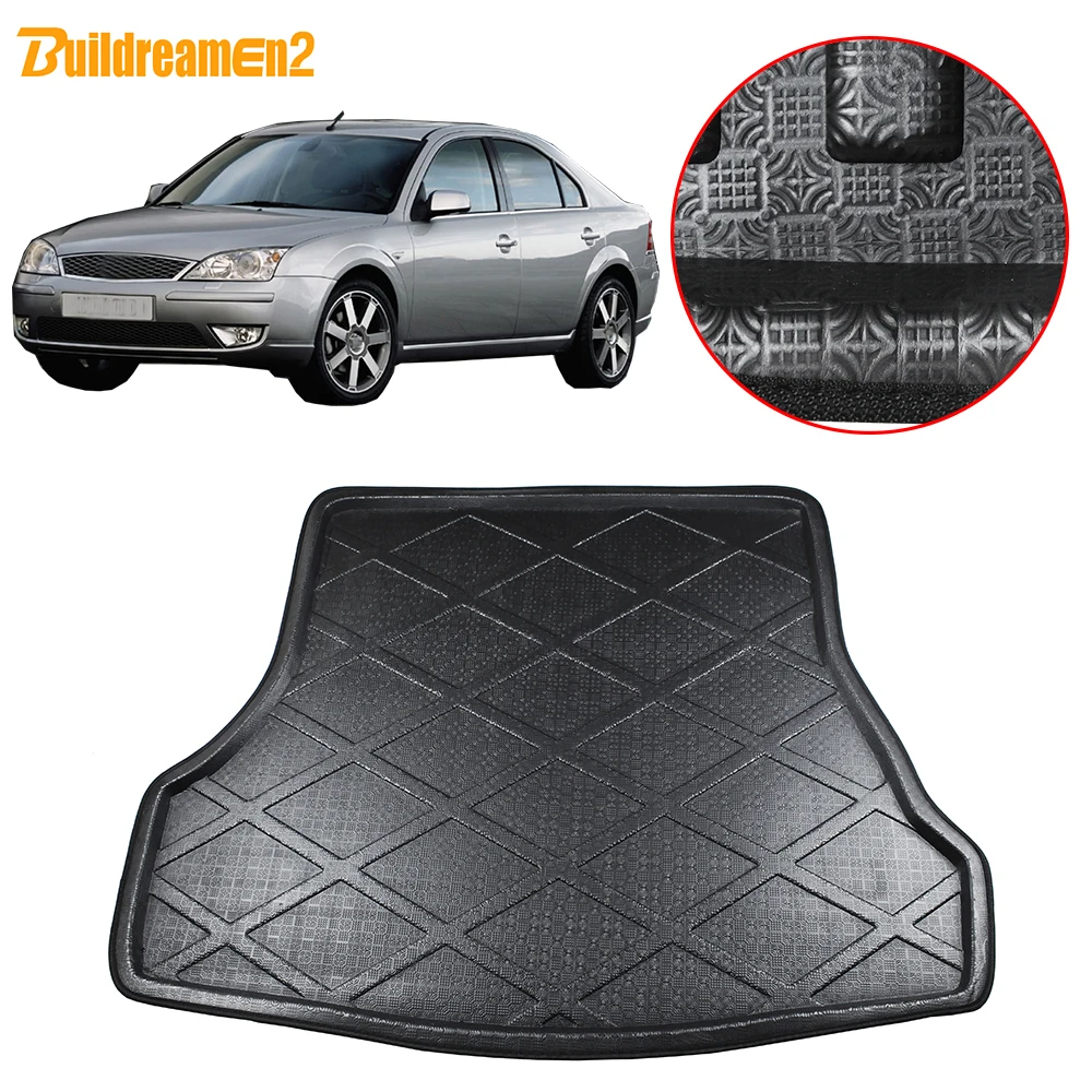 Buildreamen2 For Ford Mondeo Car Trunk Mat Rear Boot Tray Liner Cargo Carpet Floor Mud Pad 2002 2003 2004 2005 2006 2007 2008