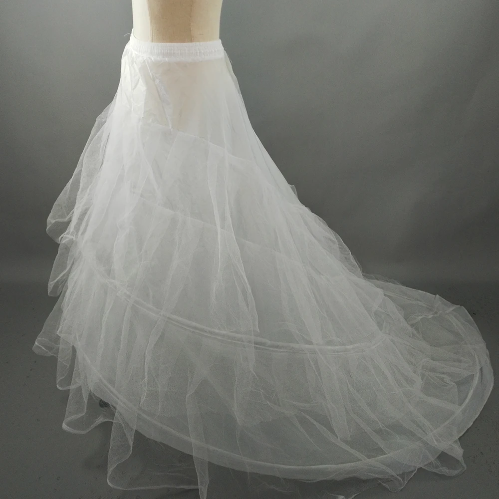 ZJ52015 abito da sposa crinolina sottoveste da sposa sottogonna 2 cerchi con treno cappella