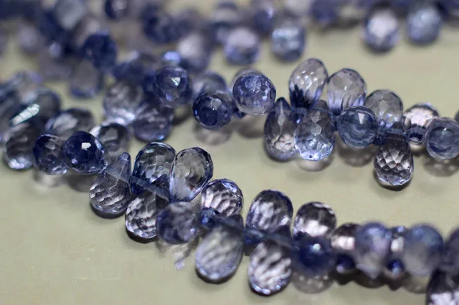 one PIECE loose beads blue Topaz drop faceted 7-8mm  for DIY jewelry making FPPJ wholesale beads nature gem stone