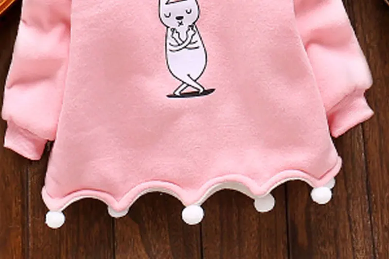 6 Months~3.5 Years Baby Girls Toddler Irregular Cartoon Spring Fleece Pullovers Outerwear Sweatshirt Children Outfits Clothing