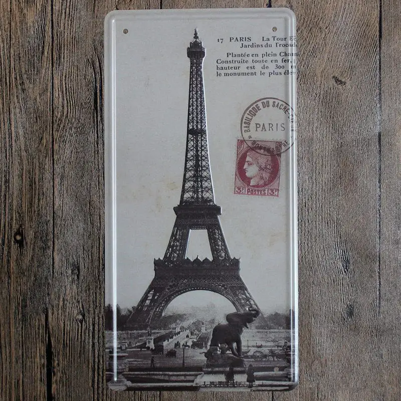 Tour Eiffel Landmarks Vintage Metal Signs Metal Tin Sign Pub Club Gallery Poster Tips Vintage Plaque Decor Plate 15*30 CM