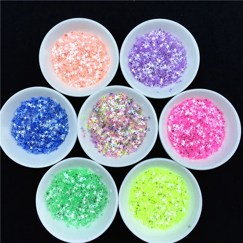 2400Pcs(10g) Size 4mm 4 Horns Star Shape PVC Loose Sequins Paillettes for Nails Art,wedding decoration confetti,Star Nail Sequin