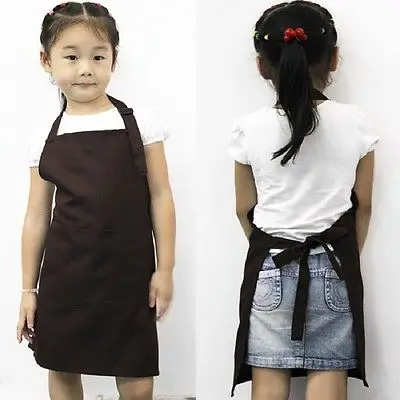 Newest Arrivals faroot Children Kids Plain Apron Kitchen Cooking Baking Painting Cooking Art Bib Apron