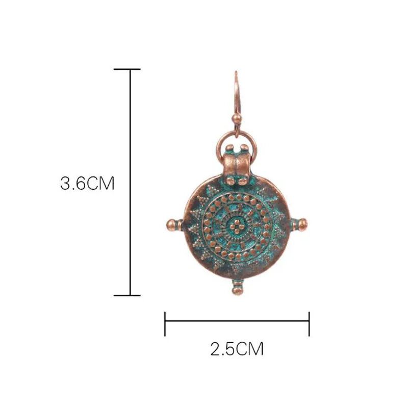 Banny Pink Vintage Geo Alloy Dangle Earrings For Women Ethnic Metal Pattern Drop Earrings Fashion Jewelry Pendientes Bijoux