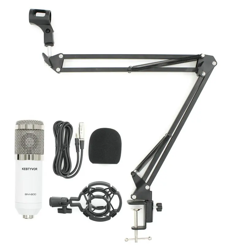 BM 800 Professional 3.5 มม.บันทึกเสียงคอนเดนเซอร์ไมโครโฟน BM-800 POP FILTER NB-35 แขนสําหรับสตูดิโอคอมพิวเตอร์ PC