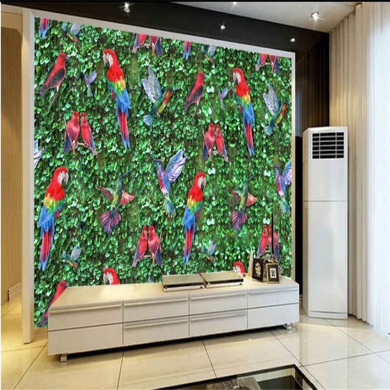 beibehang Hand painted Parrot Tropical Rainforest Tropical Botanical Cartoon Background Wall Customized Large Wallpaper