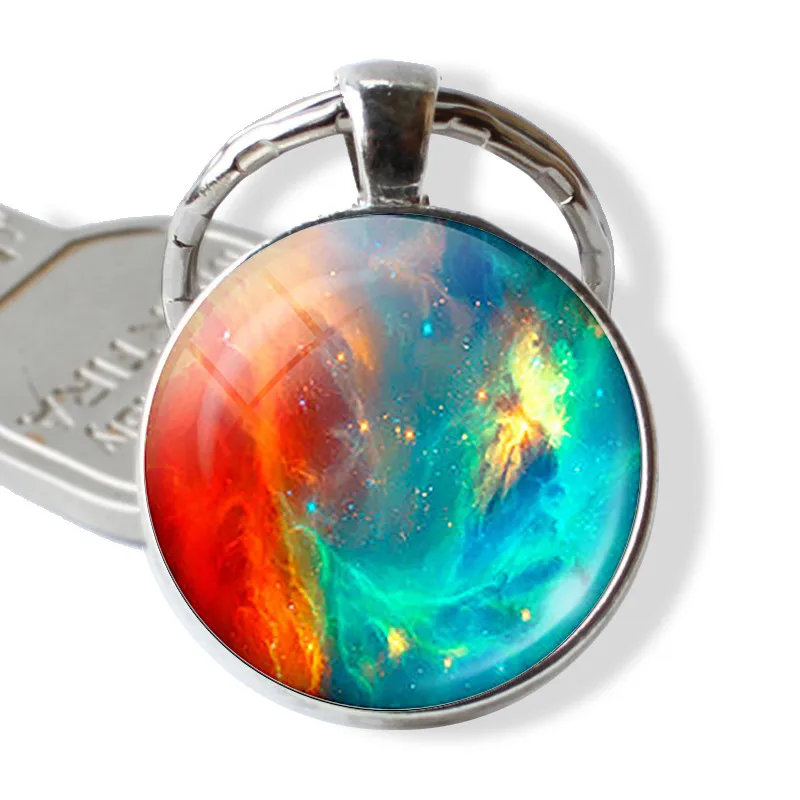 Galaxy Planet Saturn Jupiter Moon Stainless Steel Keychain Keyring Solar System Pendant Key Chain Key Holder Space Jewelry Gifts