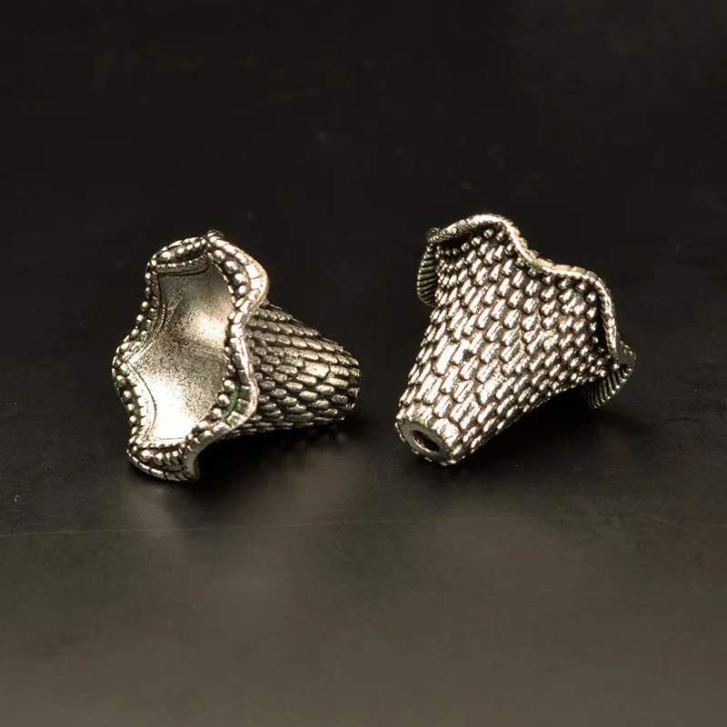10 sztuk/partia Craft kształt rogu koraliki ze stopu Cap 20x16mm złoty/srebrny ręcznie robione kolczyki kurtki frędzle zaślepki DIY tworzenia biżuterii urok — zdjęcie 5