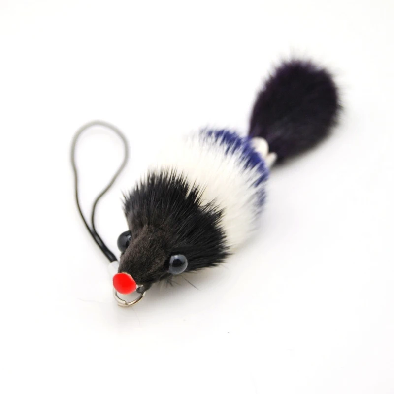 New Cute Fluffy Squirrel Key Chain Women Genuine Mink Fur Pompom Toy Key Ring Mouse Pendant Keychain Bag Charms Trinket Gift
