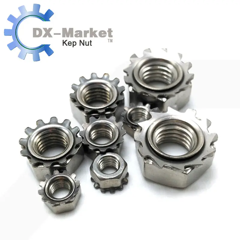 

M8 , 50pcs , K lock Hex Serrated Nut 304 Stainless Steel Self Locking Nuts ,B014