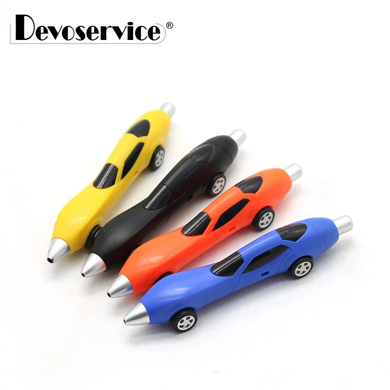 10pcs Creative Mini Cartoon Race Car Ballpoint Pen Cute Student Stationery Fine Point 1.0mm Blue Office Material School Supplies