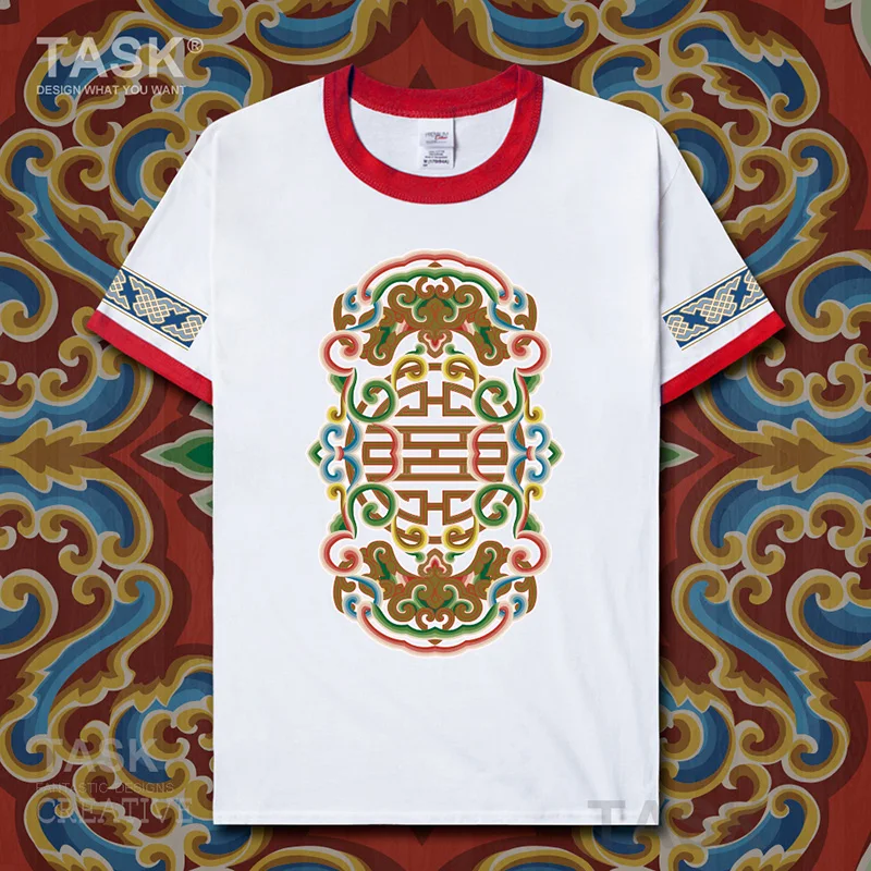 Characteristic national style t-shirt Chinese Ethnic Minorities Mongols Nationality Short sleeve clothes cotton casual tops 01