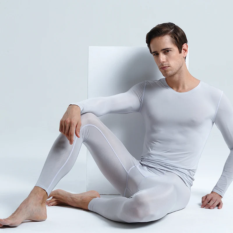 AsiaSkin Men\'s Ultra-thin Ice Silk Seamless Underwear Fall Close Underwear Elastic Breathable Underwear Suit S026+507