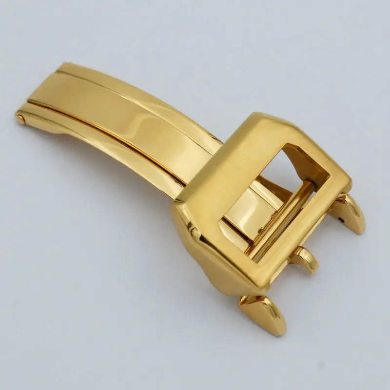 MAIKES High Quality Stainless Steel Folding Clasp 18mm Gold And Rose Gold Watch buckle For IWC Watch Band Strap