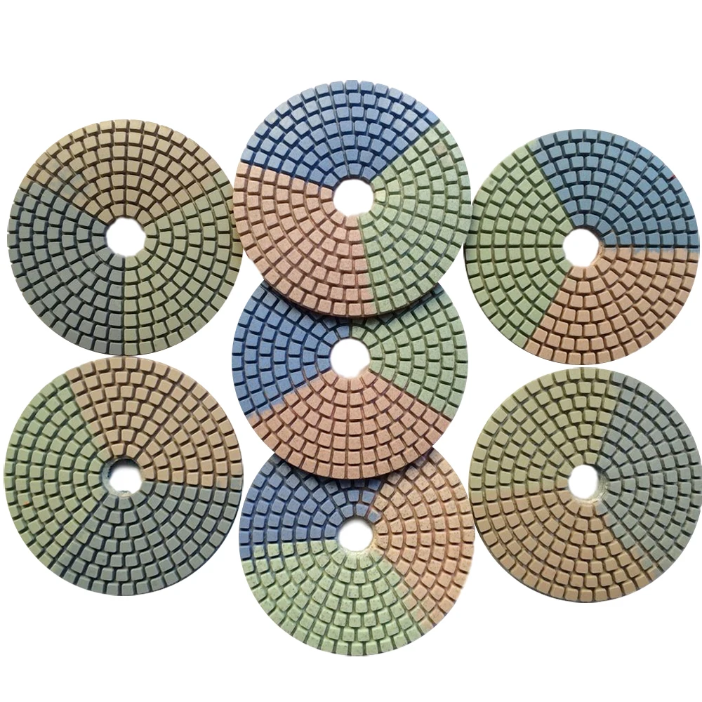 Colorful Diamond Polishing Pads 3 Inch/4 Inch Wet Polishing  Grit 50-3000# For Granite Marble