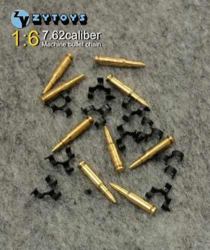 50 pz/set 7.62 calibro Metal Machine Bullet Chain 1/6 Scale Figure Toys accessorio per giocattoli modello Action Figure da 12"