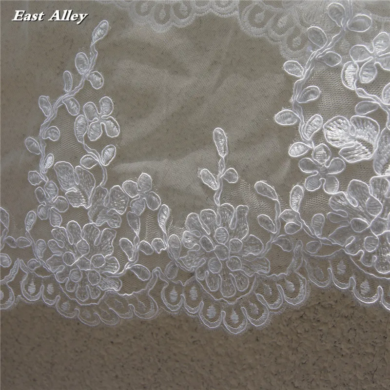 White or Ivory 2 Layer Lace Wedding Veil Elbow Length Bride Veil