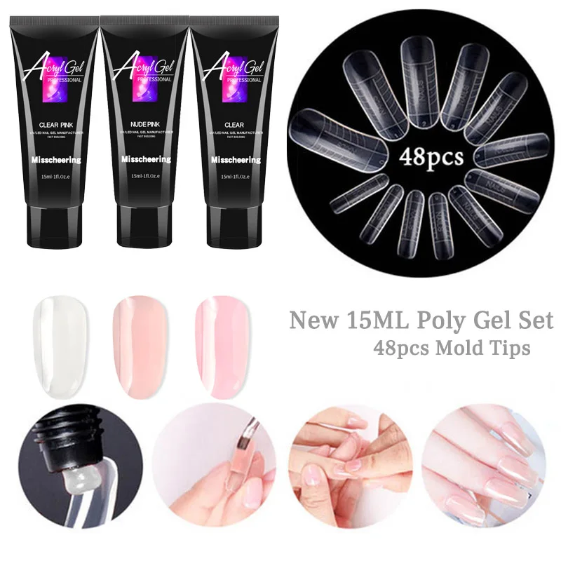 

4pcs/set Poly Nail Polish Gel kit UV Acryl Builder Acrylic Gel Quick Dry Nail Art Tools Design Long Natural Nail Hard Jelly Gel