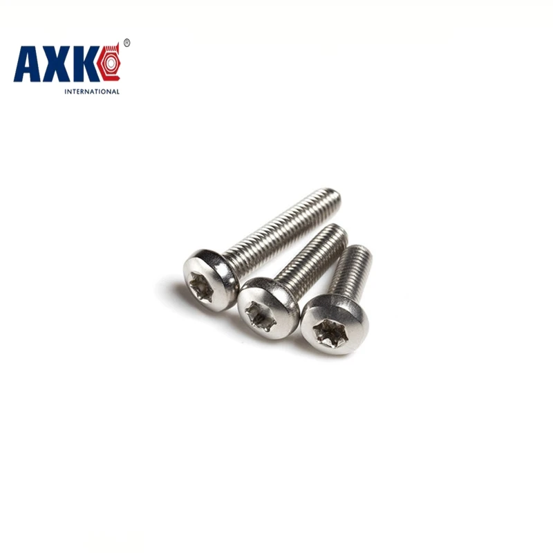 AXK 100pcs M4*6/8/10/12/14/16/18/20/22/25/30 M4 Torx Pan Head Machine Screw T20  Torx Socket Pan button head Machine screw