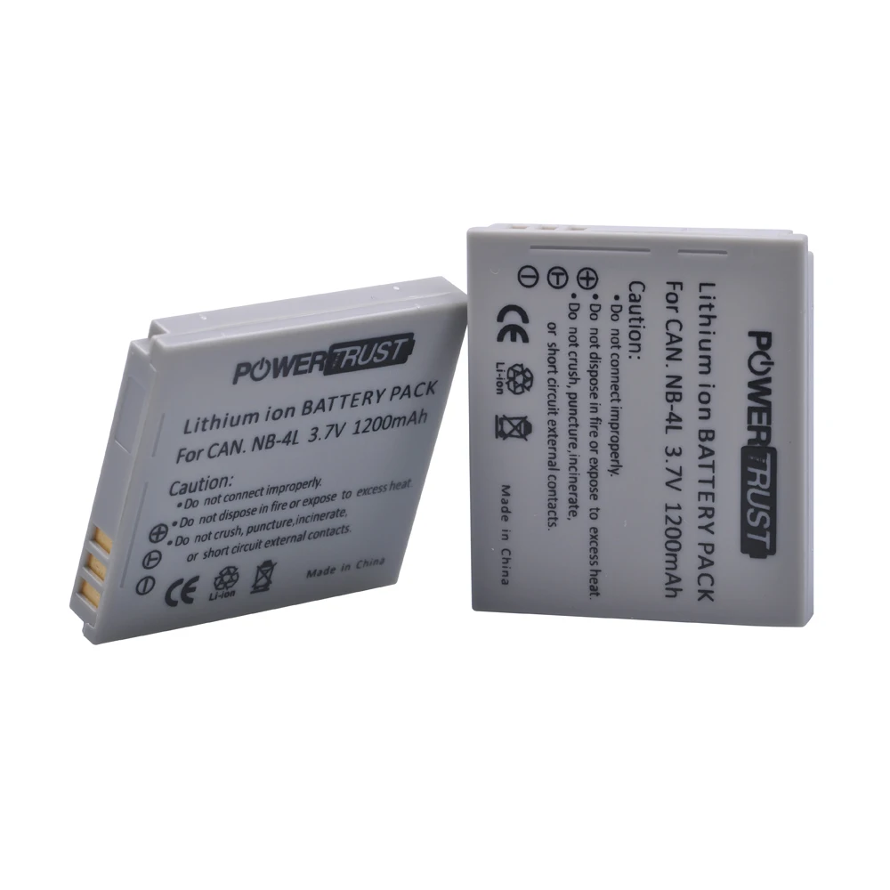 Bateria + carregador dual usb para canon, 2 peças 1200mah NB-4L 4l nb4l ixus 60 65 80 75 100 i20 110 115 120 130 is 117 220 hs