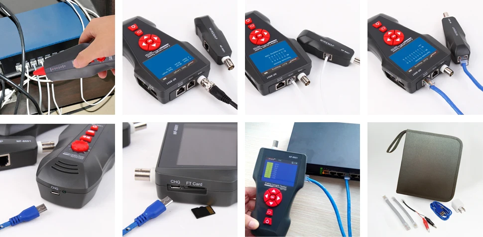 Network Cable Tester Tracer LCD Cable length Tester Break point Tester Telephone Cable Tracker RJ45 POE PING Testing