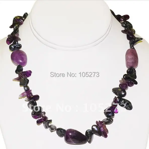 

18inch Purple Amethyst And Genuine Freshwater Pearls Fashion Necklace White Magnet Clasp Wholesale New Free Shipping