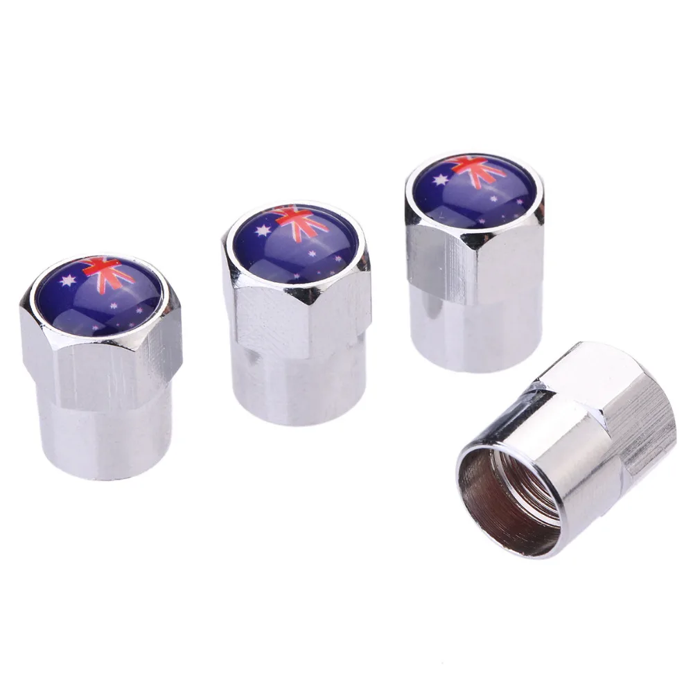 4 Pcs/Lot Flag Australia Car Sport Wheel Tire Valve Stem Air Caps Styling Stainless Steel For Car Styling Car Accessories