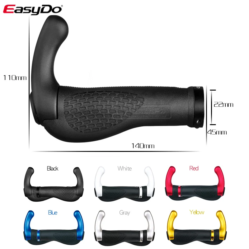 EasyDo Bicycle Bike Components Bar ends MTB Handlebars Rubber Grips & magnesium alloy Handle bar Ergonomic Soft Grips 1020D