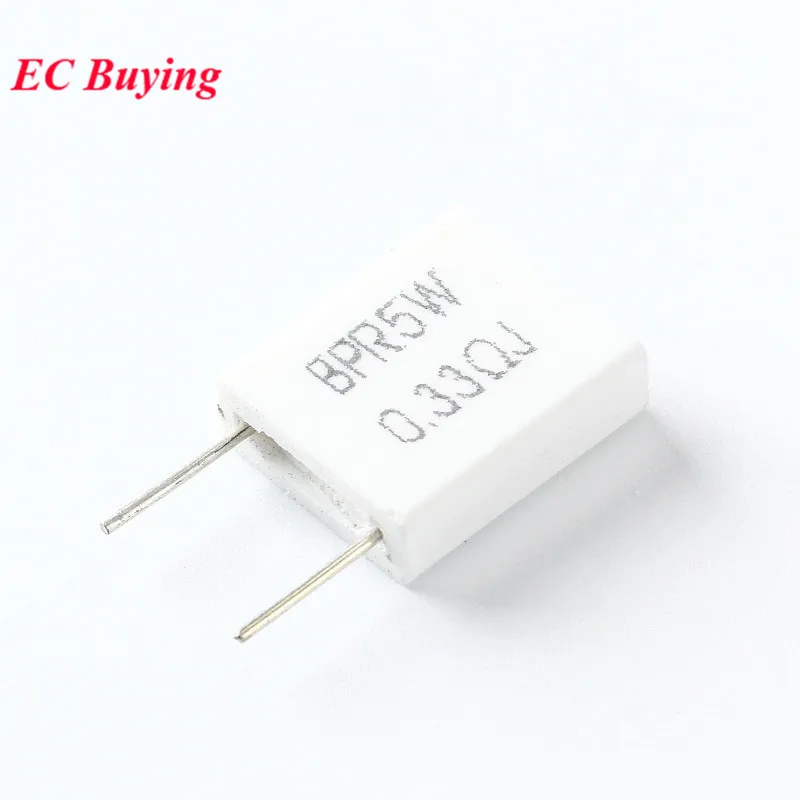10pcs BPR56 5W 0.1 0.15 0.22 0.25 0.33 0.5 ohm Non-inductive Ceramic Cement Resistor BPR56 0.1R 0.15R 0.22R 0.25R 0.33R 0.5R