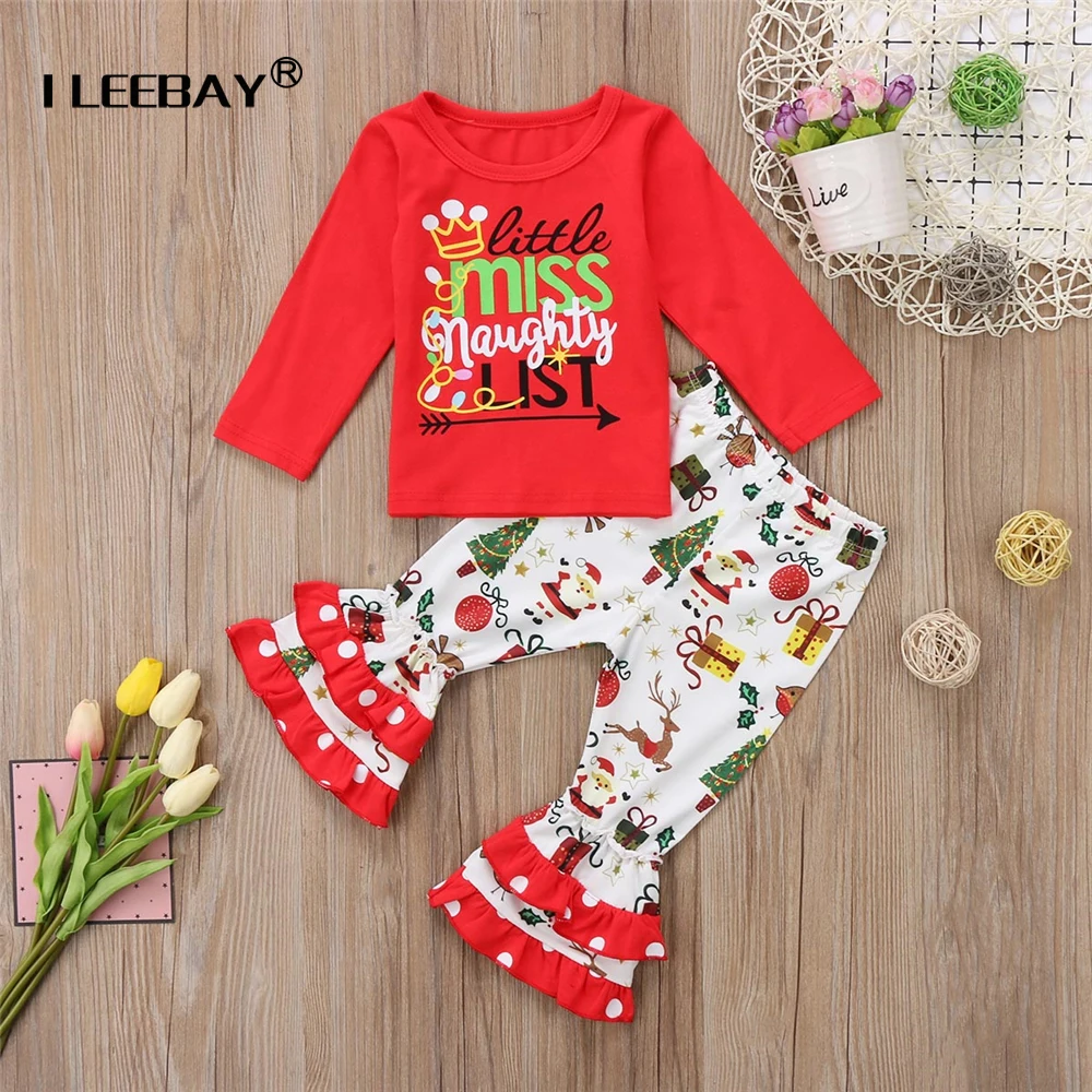 

Baby Girls Christmas Clothing Set Kids 2Pcs Suit Long Sleeve Tshirt+Pants Toddler 1st Christmas Outfit Newborn Baby Girl Clothes