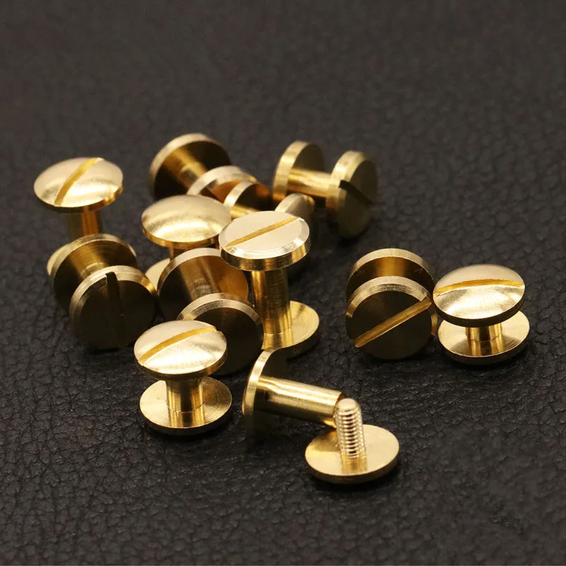 Remache de tornillo sólido para equipaje de 4-12mm, accesorio de metal para artesanía, correa de cabeza plana doble, remaches de cobre de gran calidad para equipaje, 10 Uds.