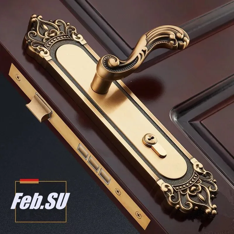 

85*45MM SOLID BRASS MATERIAL DOOR HANDLE LOCK WITH COPPER CYLINDER