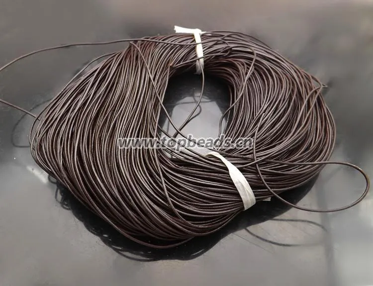 

Free Shipping 3.0mm Coffee 100% Leather Cord, Round Real Leather Jewelry Cord Wholesales