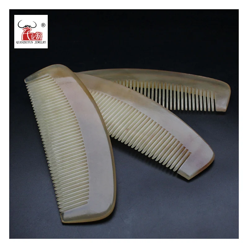 1 Piece handmade natural yak horn comb anti-static comb Mustache Combs Health Care Hair Brush Hairdressing Comb Horn Beads