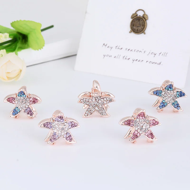 EASYA 2022 New Hair Accessories Fashion Sparkling Rhinestone Crystal Starfish Hair Crab Claw Women Girls Hairwear Ornaments