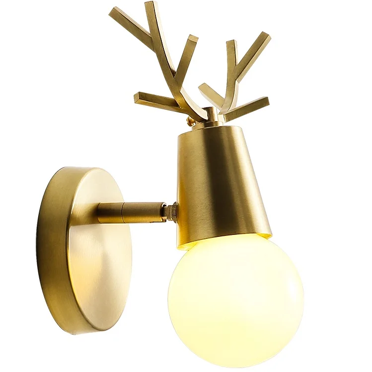 Modern Wall Lamp LED Bathroom Light Fixtures Bedroom Copper Wall Sconce Lamps Angle Adjustale Arandela Creative Antlers Lights