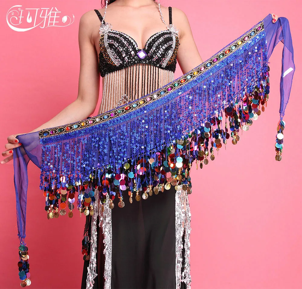 

8 Colors for Chosen Belly Dancing Belt Square Dance India Dance Sequins Tassels Colorful Waist Chain Belly Dance Hip Scarf Belt