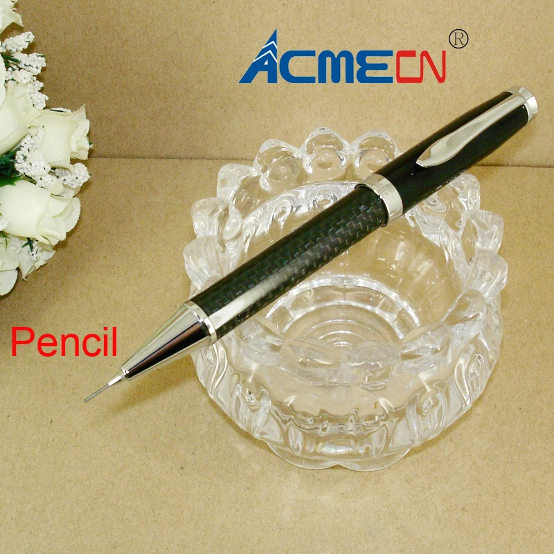 ACMECN New High Quality Metal Black Carbon Fiber Twist Pencil Unique Design Brand Office Stationery 0.7mm Mechanical Lead Pencil